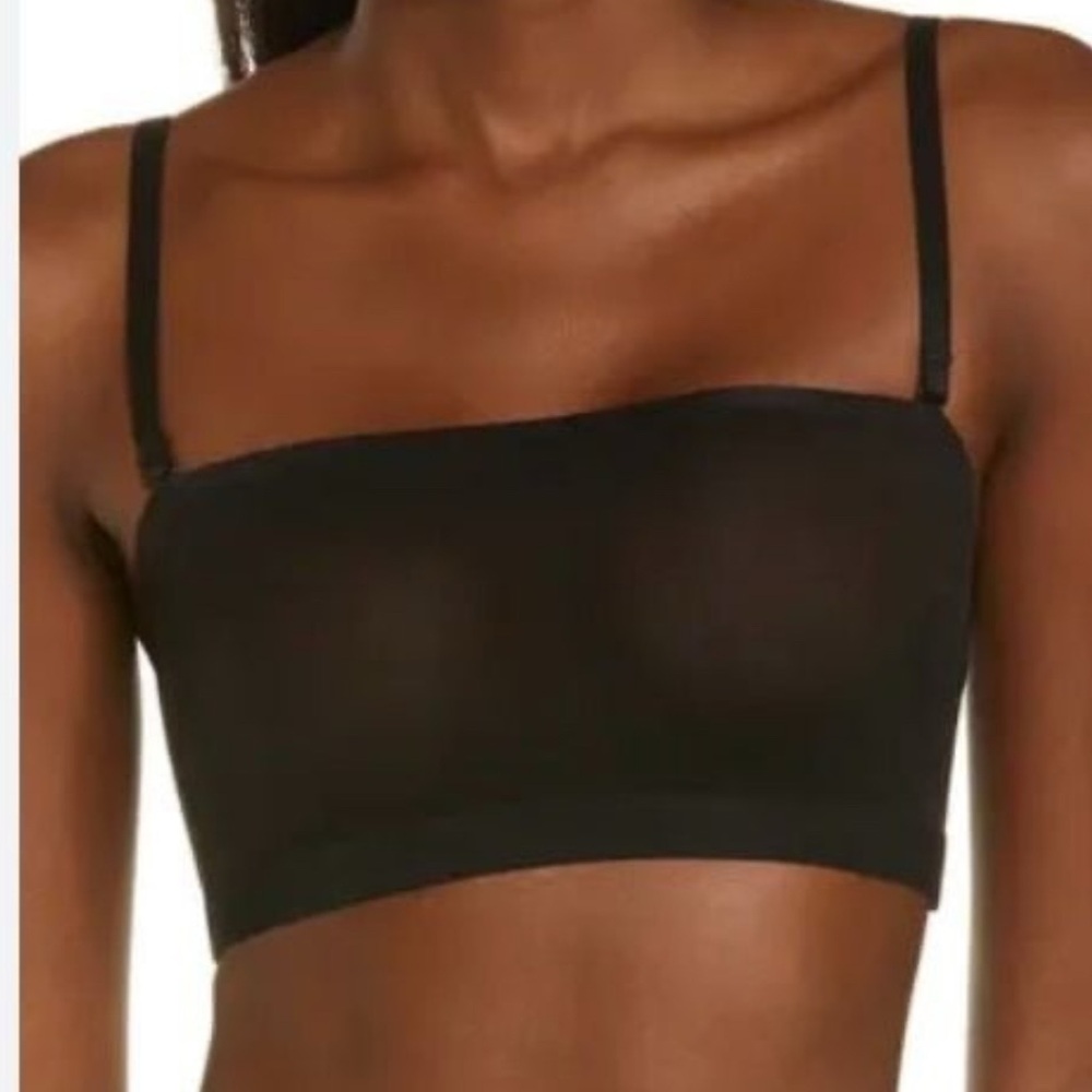 NWT Skims Sheer Sculpt Bandeau Bralette Bra XL Black Mesh Convertible Boned